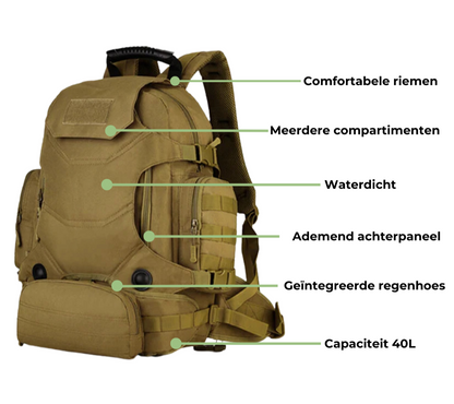 Tactische Rugzak 40L Waterdicht en Robuust voor Hiking en Camperen
