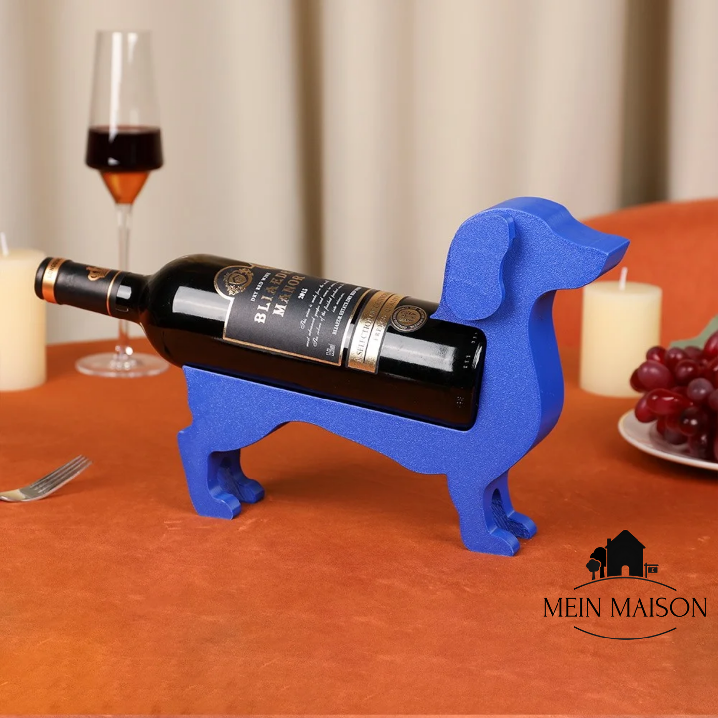 Wijnfles Houder Teckel Houten Design Stevig voor 375-500ml