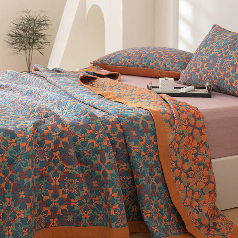 Zes-laags Katoenen Quilt Blauw Patroon Soft