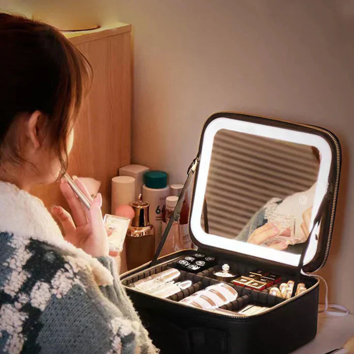 Draagbare LED Beauty Case met Verstelbare Spiegel