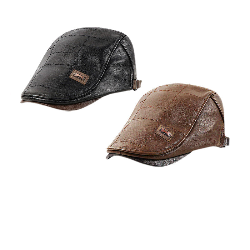 Leren Baret Pluche Warme Winter Accessoire