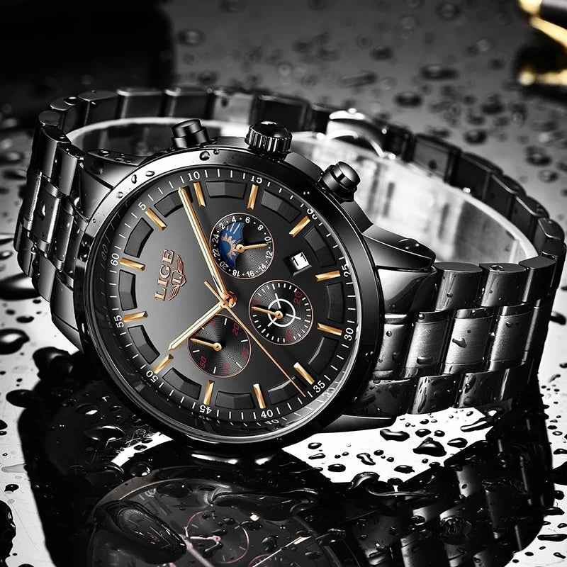 Zwart Stalen Horloge Militair Design Robuust