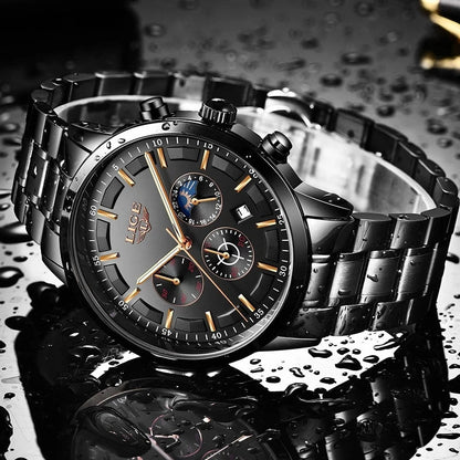 Zwart Stalen Horloge Militair Design Robuust