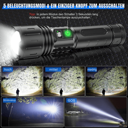 LED Zaklamp Oplaadbaar met USB-C en Zoomfunctie