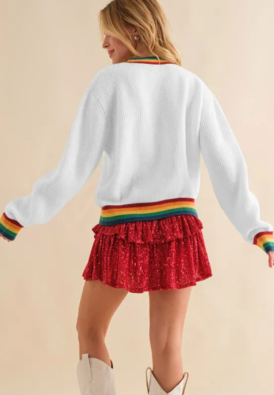 Kersttrui Regenboog Rand Fel en Vrolijk