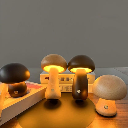 Houten LED Nachtlampje Dimbaar met USB Oplader