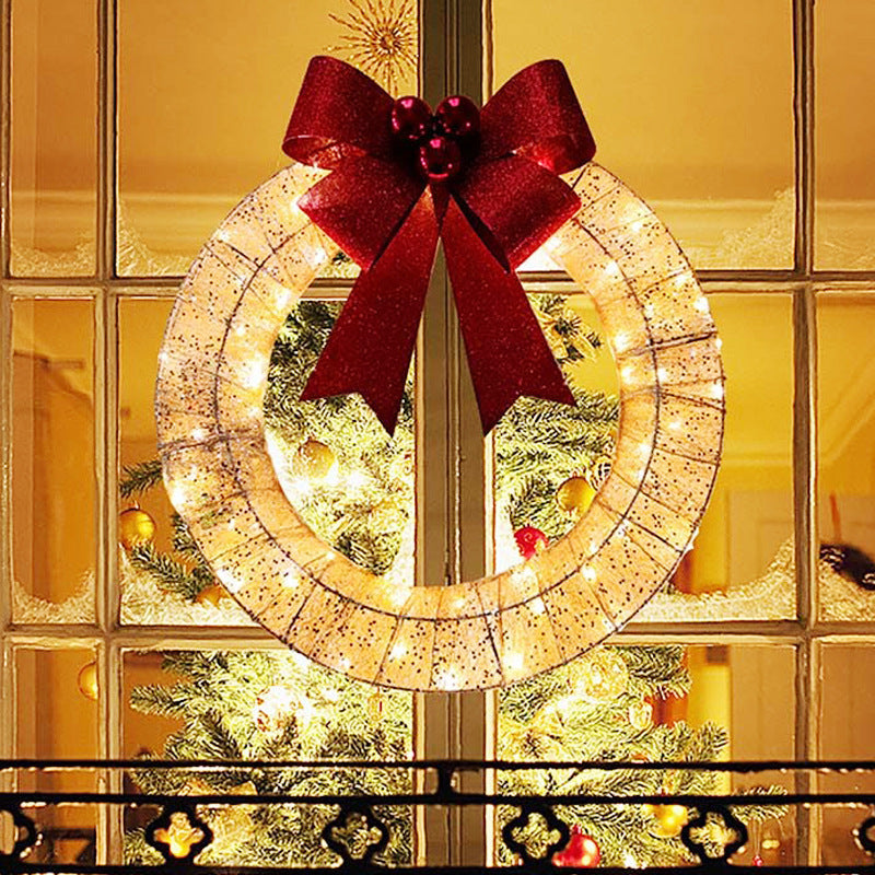Kerstkrans LED Verlicht 50cm Luxe Groen Goud Handgemaakt - Velinix