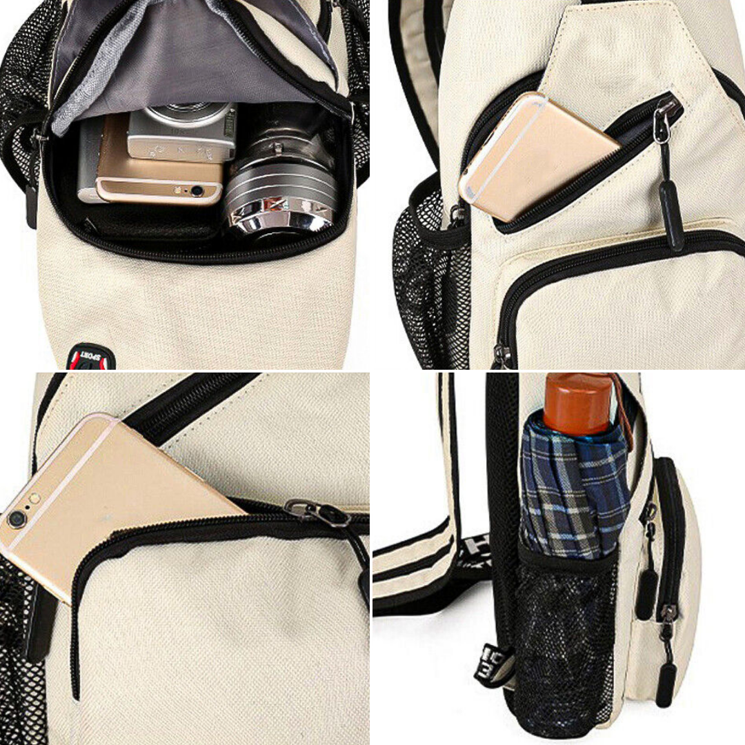 Dames Crossbody Tas - Lichte Canvas Schoudertas met Meerdere Dragers