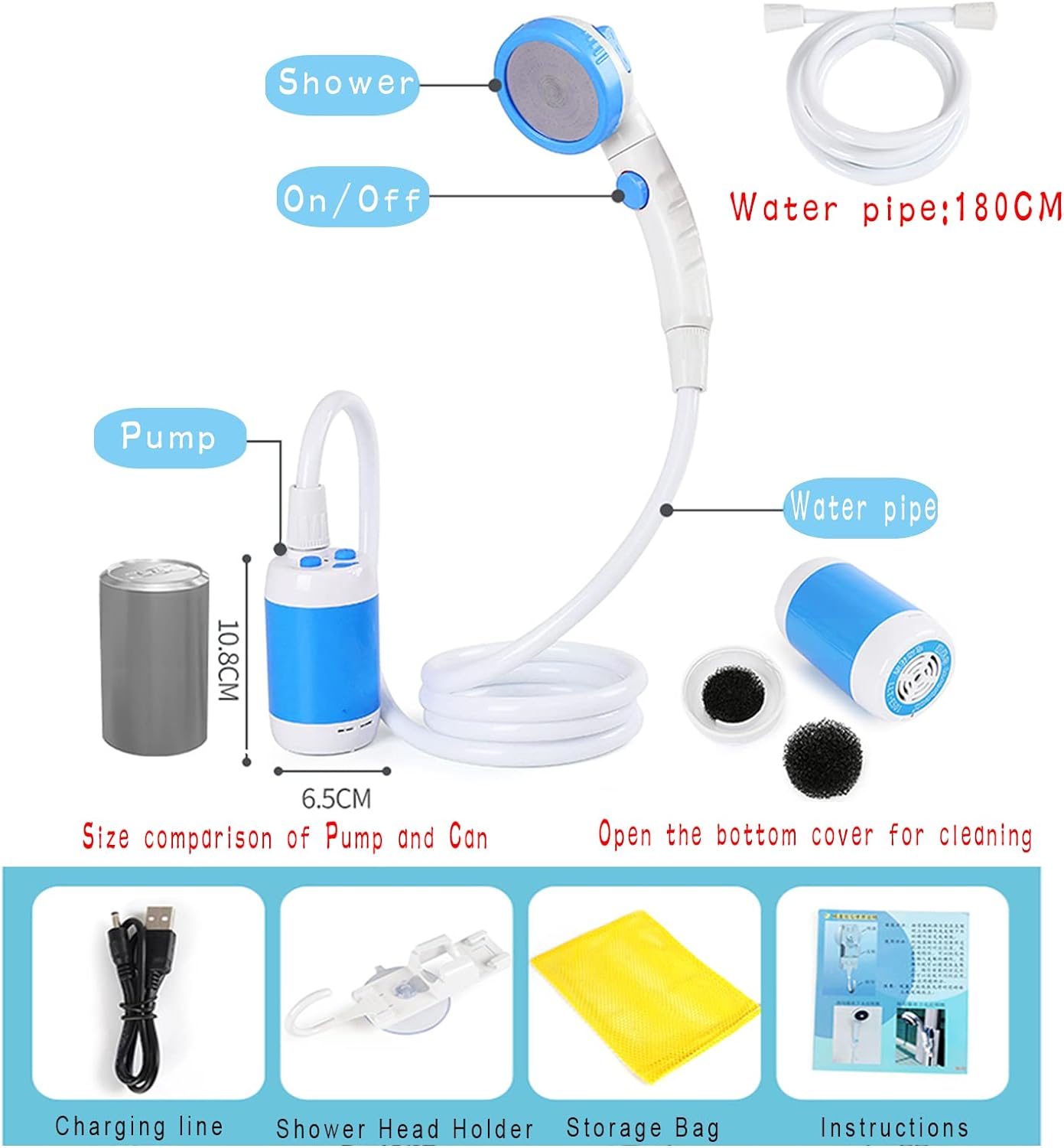 Draagbare Campingdouche Luxe Set voor Kamperen