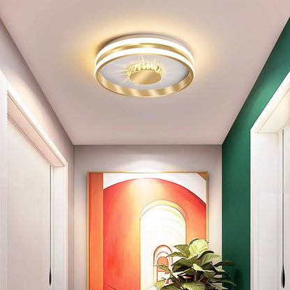 LED Plafondlamp Goud Kleur met Kristallen voor Slaapkamer en Hal