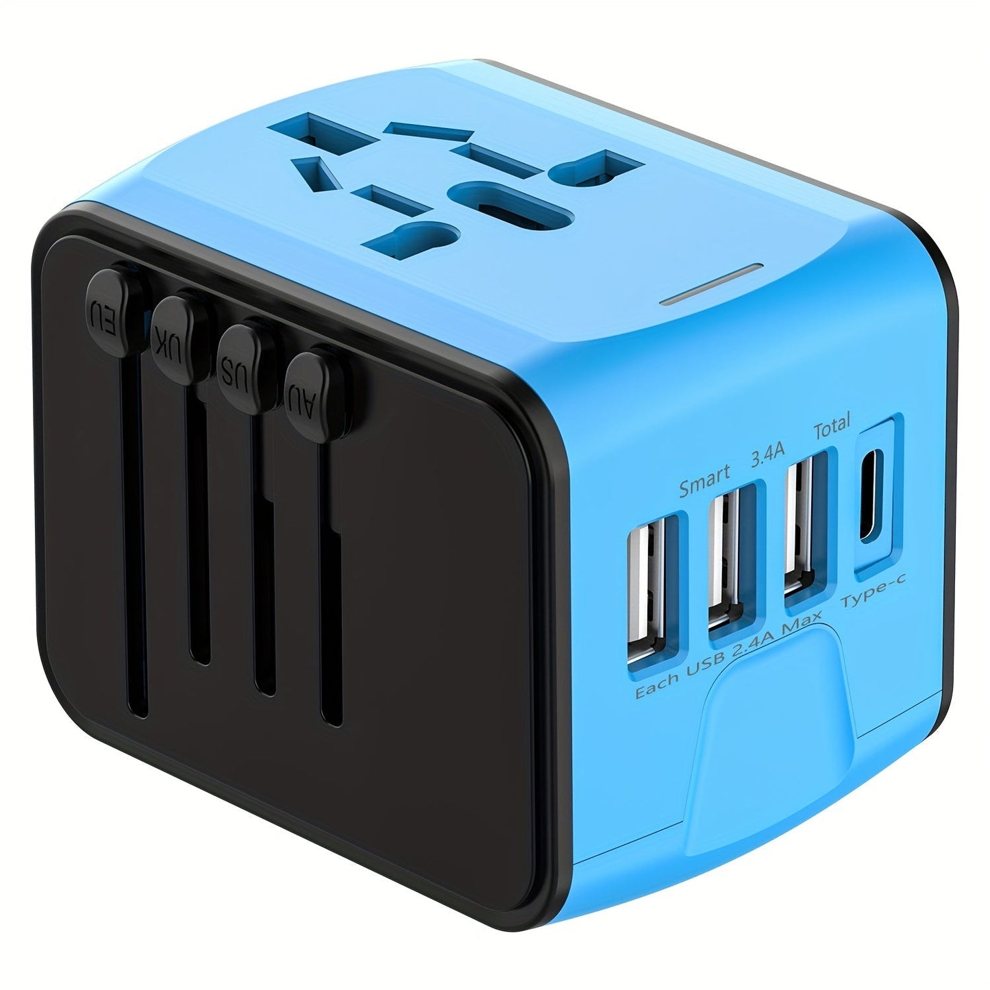 Reisstekker Adapter met 4 USB en Type-C, Wereldwijd en Snelladen - Velinix