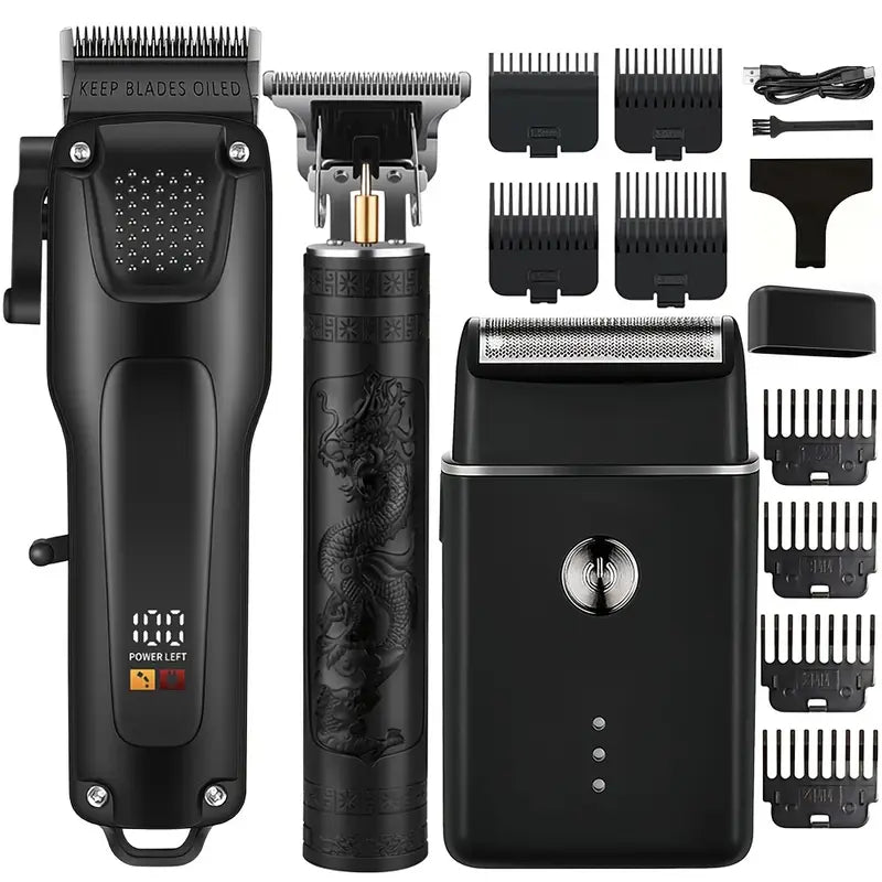 Draadloze Mannen Trimmer Set met LED-display en USB-oplaadbaar - Velinix