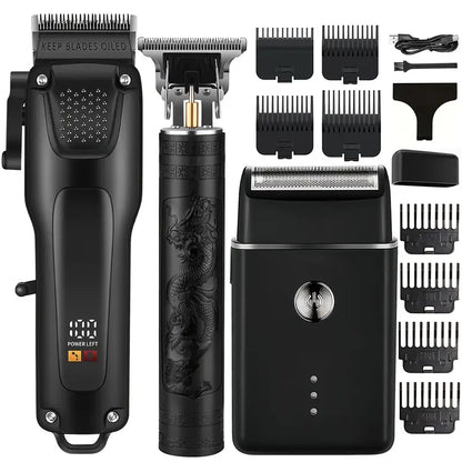 Draadloze Mannen Trimmer Set met LED-display en USB-oplaadbaar - Velinix