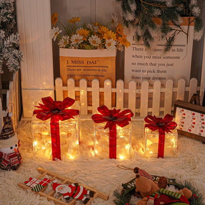 Kerstcadeauboxen LED Verlicht Set van 3 voor Binnen en Buiten