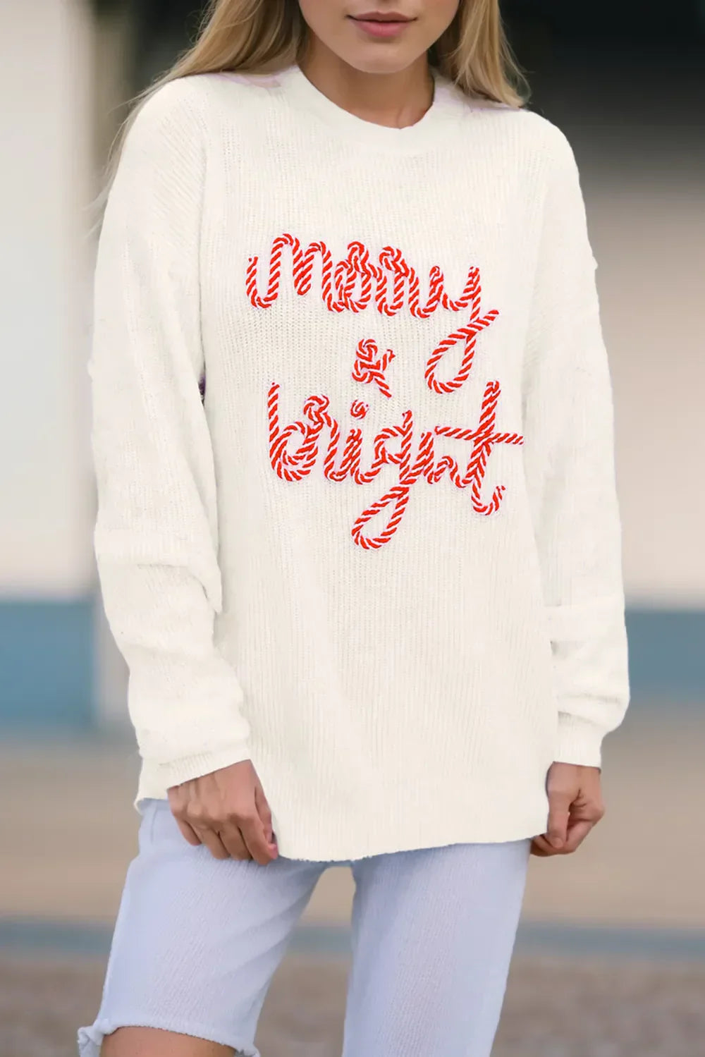 Kersttrui Wit Suikerstok Design Vrolijk en Feestelijk - Velinix