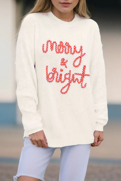 Kersttrui Wit Suikerstok Design Vrolijk en Feestelijk - Velinix