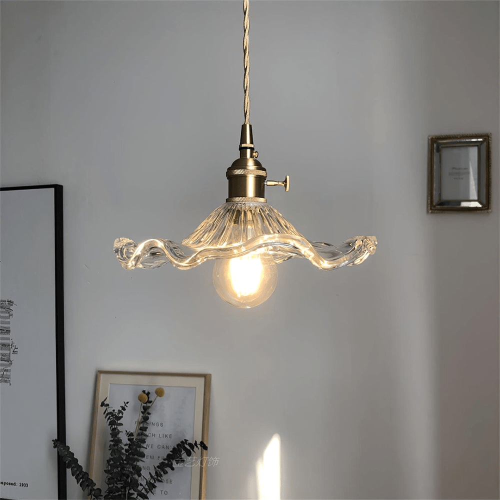 Hibiscus Hanglamp Glas en Messing Verstelbaar E27
