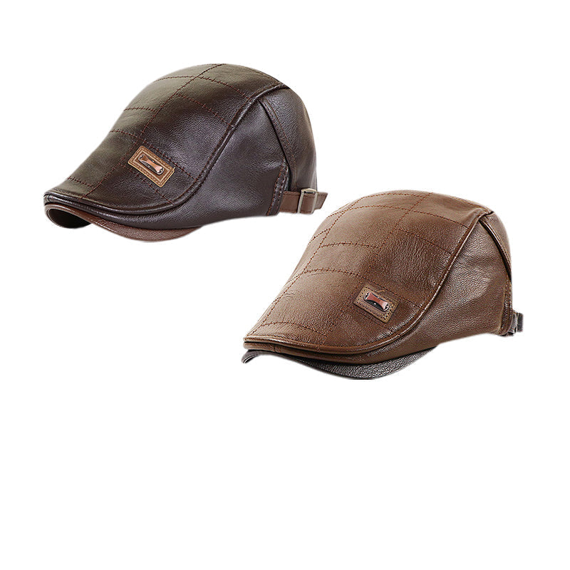 Leren Baret Pluche Warme Winter Accessoire