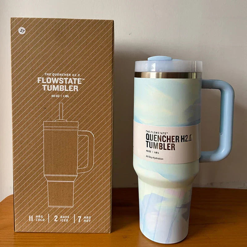 RVS Reisbeker 40oz Isolatiebekertje Met Handvat en Rietje