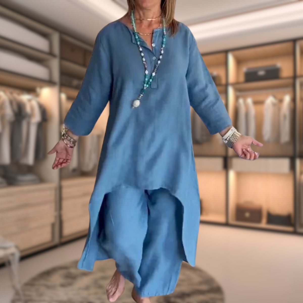 Dames Twee-delige Set Geruit Comfortabel Luxe