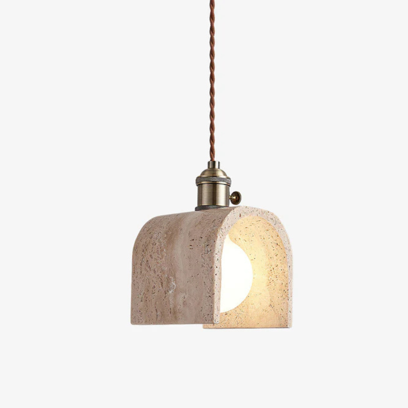 Gele Travertijn Hanglamp met Gouden Details