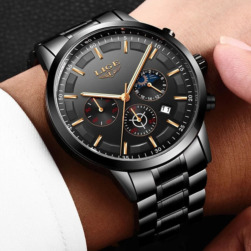 Zwart Stalen Horloge Militair Design Robuust