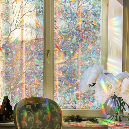 Prismatische Bloemen Raamfolie Zelfklevend Zonneblokkering voor Thuis en Kantoor
