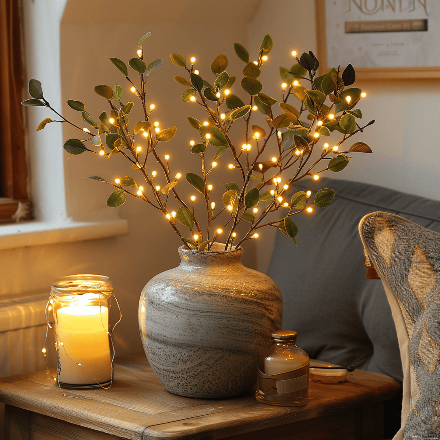 Feeënlicht Olijftak met 120 LED's Warm Wit Kerstverlichting