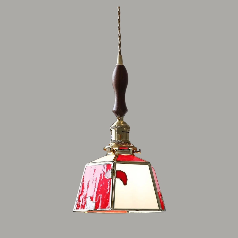 Elegante Hanglamp van Walnoothout en Glas