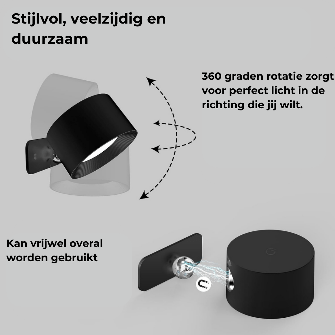 Wandlamp Draadloos Oplaadbaar 360° LED Verlichting