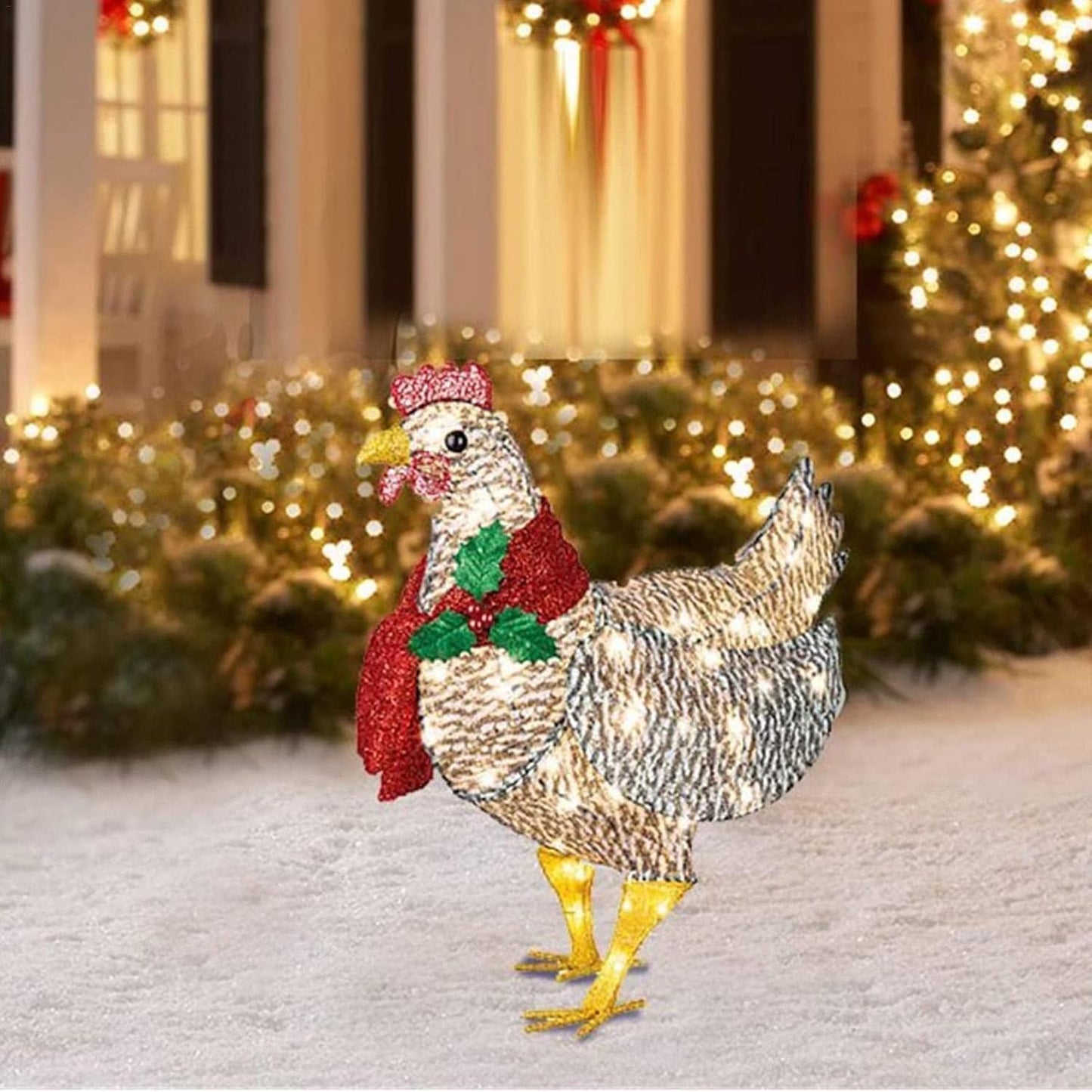 Kerstkip LED Lichtfiguur met Sjaal voor Binnen en Buiten