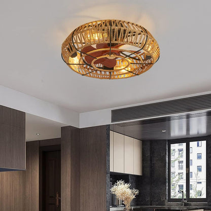 Bohemian Stijl Plafond Ventilatorlamp Houten Bladen