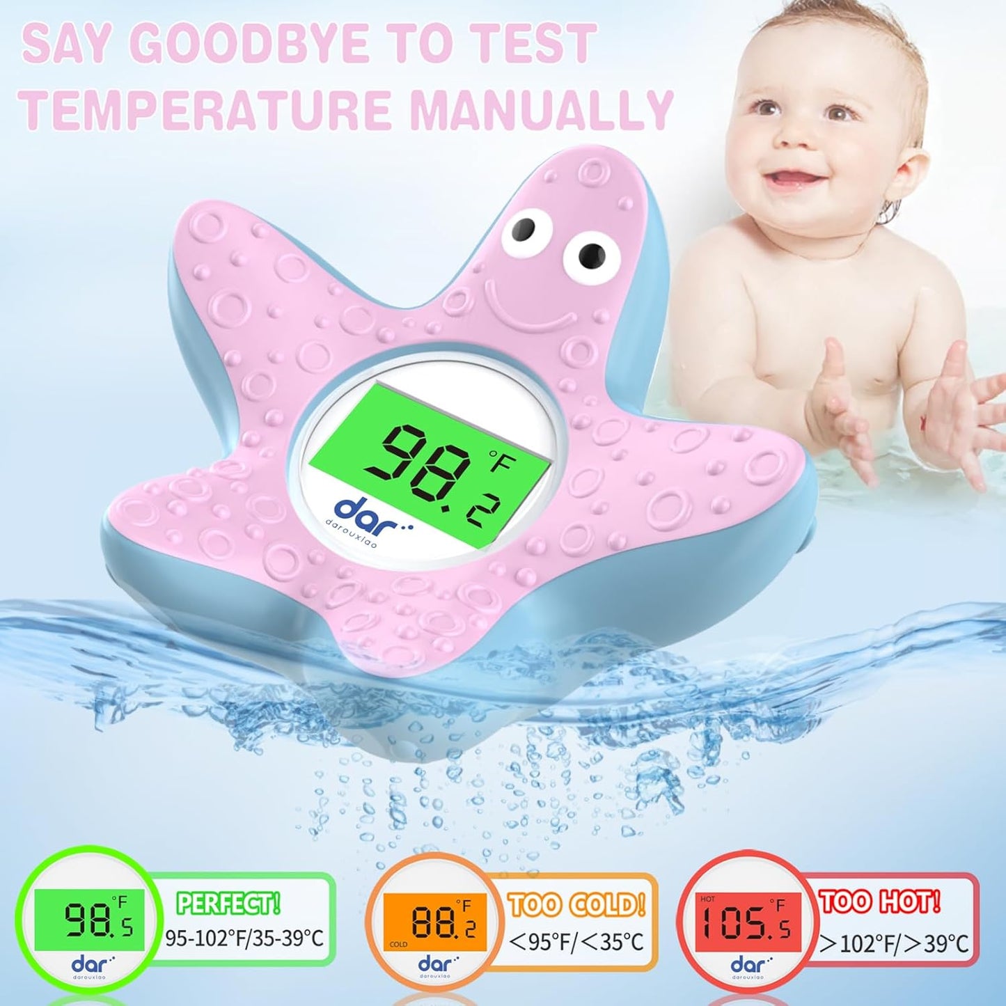 Baby Badthermometer Digitaal met Kleurendisplay en Waarschuwing