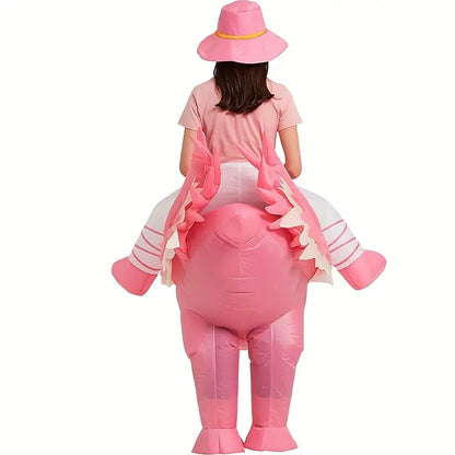 Opblaasbaar Flamingo Kostuum Grappig voor Feesten en Carnaval