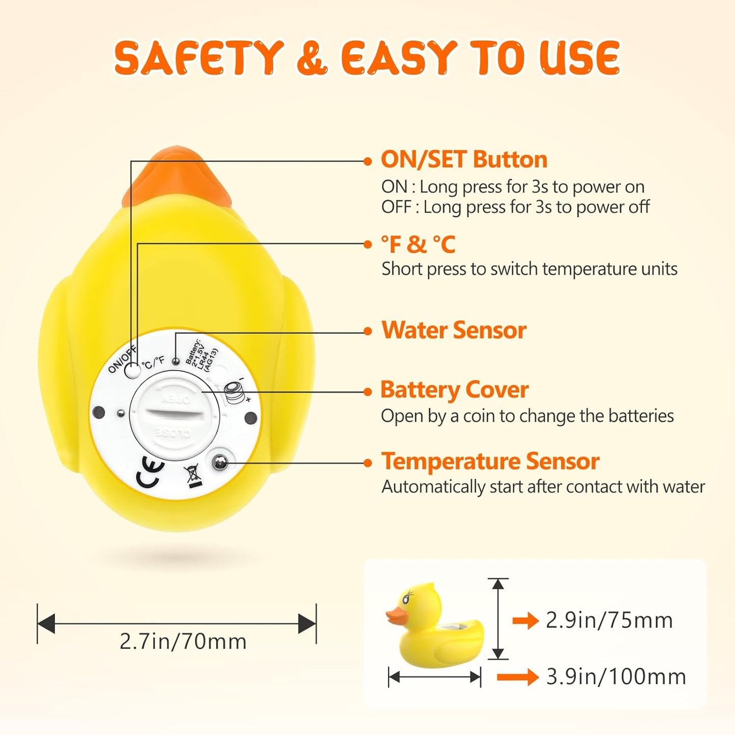 Baby Badthermometer Digitaal met Kleurendisplay en Waarschuwing