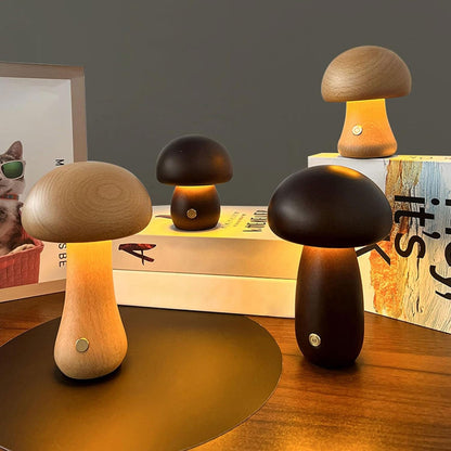 Houten LED Nachtlampje Dimbaar met USB Oplader - Velinix