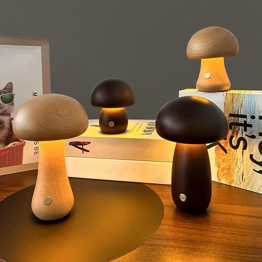 Houten LED Nachtlampje Dimbaar met USB Oplader - Velinix