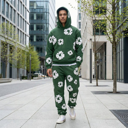 Heren Trainingspak Comfortabel Bloemenprint Sportoutfit