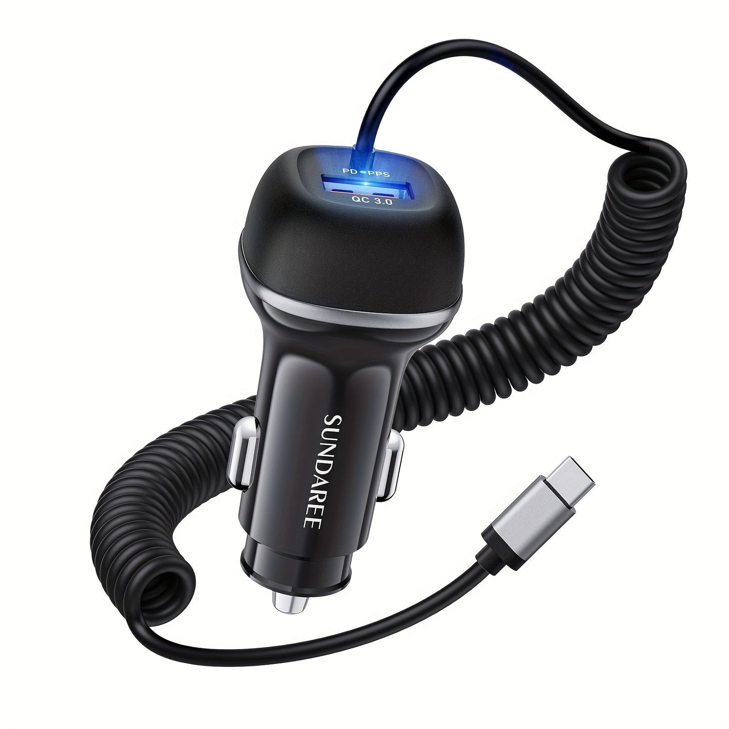 USB-C Autolader 51W Snelladen 3 Poorten QC 3.0 - Velinix