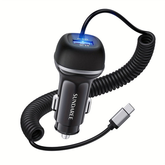 USB-C Autolader 51W Snelladen 3 Poorten QC 3.0 - Velinix