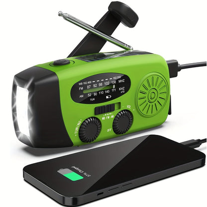 Noodradio met Powerbank, Zonne-energie, Handcrank en Zaklamp voor Buiten - Velinix