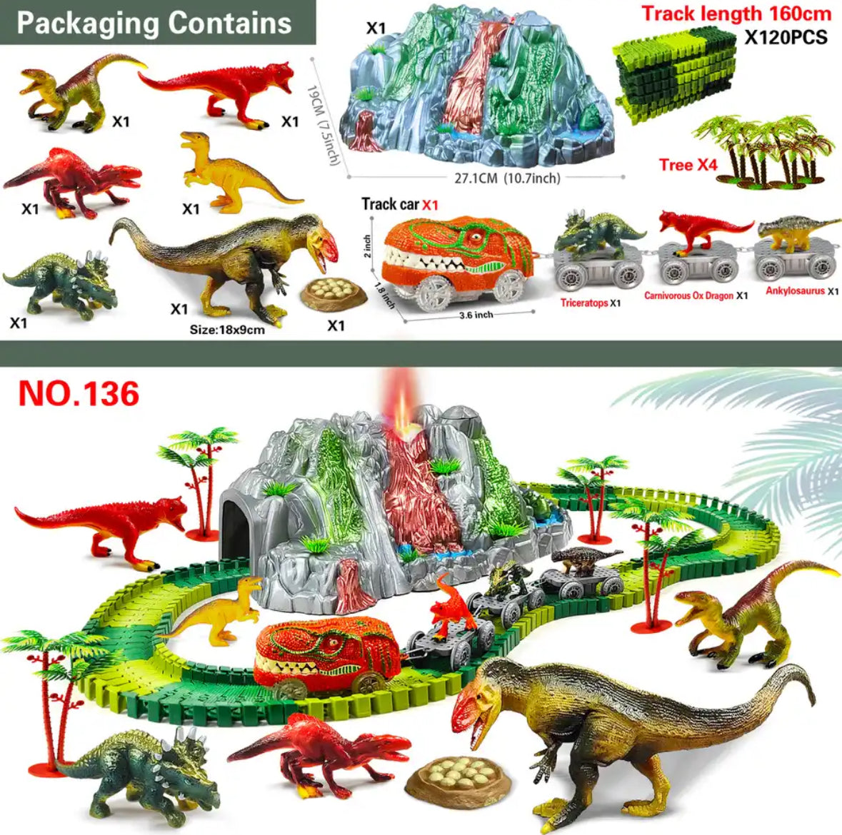 XXL Elektrische Dinosaurussen Racetrack Met Looping
