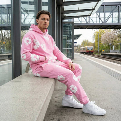 Heren Trainingspak Comfortabel Bloemenprint Sportoutfit
