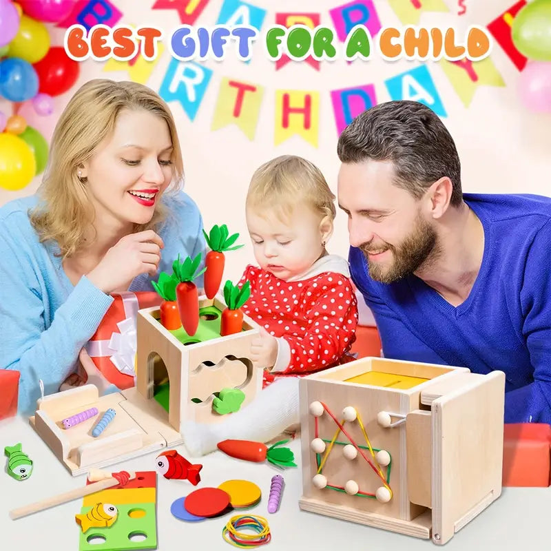 Montessori Speelbox 8-in-1 Houten Speelgoed voor Baby's