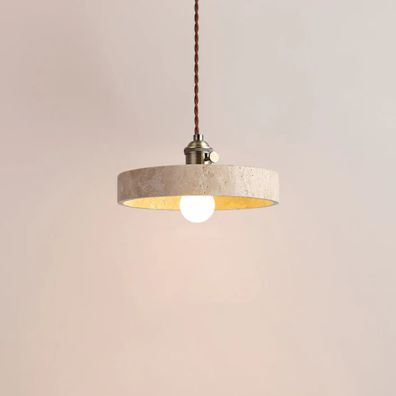 Gele Travertijn Hanglamp met Gouden Details