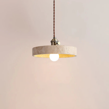 Gele Travertijn Hanglamp met Gouden Details