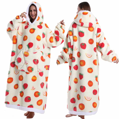 Oversized Flanel Deken Hoodie Warm en Zachte Draagdeken