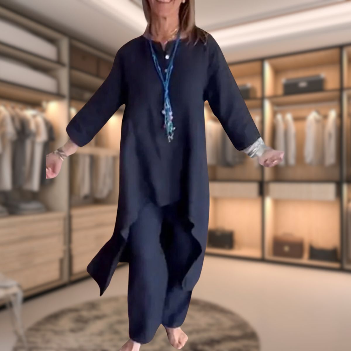 Dames Twee-delige Set Geruit Comfortabel Luxe