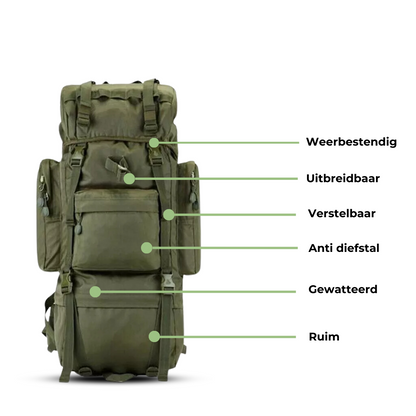 Grote Waterbestendige Rugzak 70L voor Backpacken en Reizen