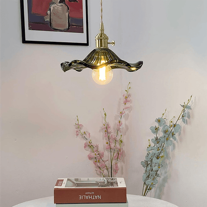 Hibiscus Hanglamp Glas en Messing Verstelbaar E27